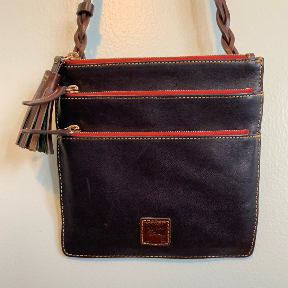 Dooney & Bourke black triple zip Florentine crossbody